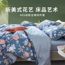 梦洁家纺家纺布艺_MENDALE 梦洁家纺 全棉印花花卉田园风被套床单床上用品纯棉套件四件套多少钱-什么值得买