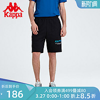 Kappa 卡帕 短裤男运动短裤休闲针织五分裤篮球短裤黑色