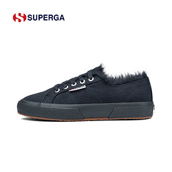 SUPERGA 冬季新款加绒帆布鞋 男女低帮毛毛鞋学生休闲爆款百搭板鞋（41、藏青S00DGN0905）