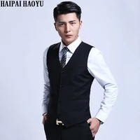 HAIPAIHAOYU 西装马甲男韩版修身商务正装马夹打底背心 黑色马甲 175/96A