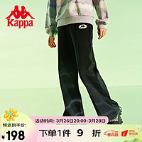 Kappa 卡帕 玩家电音黑色运动裤女针织长裤休闲拼接卫裤K0B62AK50D 黑色-990 M