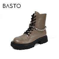 BASTO 百思图 冬季新款商场同款链条潮流炫酷穿搭马丁靴女短靴BDX91DD1