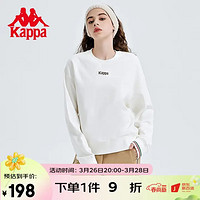 Kappa 卡帕 套头衫女秋短款运动卫衣休闲圆领长袖 韩国白-012 L