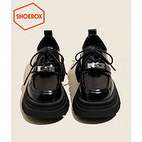 SHOEBOX 鞋柜 达芙妮旗下鞋柜正品软皮软底厚底小皮鞋新款百搭英伦风乐福鞋单鞋