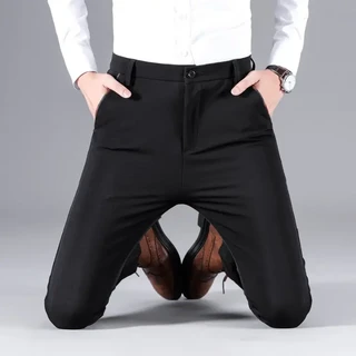 CAOSNLEE春夏新款西裤男士商务休闲裤修身长裤潮流韩版修身弹力小脚西裤男 619黑色加绒加厚优质版 36  二尺八