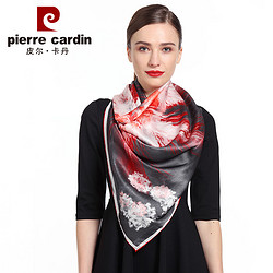 pierre cardin 皮尔·卡丹 皮尔卡丹 真丝丝巾女高档桑蚕丝围巾薄款大方巾日常防晒送礼装 D12TM5710 深灰红