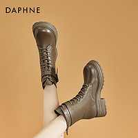 抖音超值购：DAPHNE 达芙妮 马丁靴女士鞋2023新款增高厚底气质春季加绒中筒靴机车靴