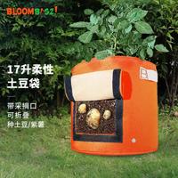 Bloombagz 幼儿园儿童种植观察盆阳台种菜神器透气新手专用土豆花生姜专用柔性花盆 17升橙色