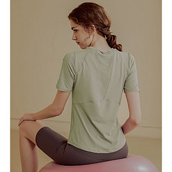 USA PRO 速干运动短袖T恤女夏季薄款瑜伽服修身显瘦跑步网纱拼接健身上衣