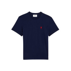 AMI PARIS 【23年春夏新品】Ami Paris 男女同款同色爱心 海军蓝色棉质套头圆领休闲T恤