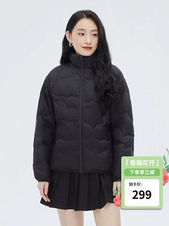 艾莱依2022年轻薄款短款鸭绒羽绒服女款冬季立领时尚秋冬外套 炭黑 160