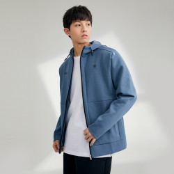 anta 安踏 运动外套男春秋新款连帽运动服针织休闲简约开衫夹克上衣男