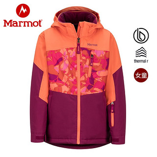 Marmot 土拨鼠 \/土拨鼠秋冬保暖防风时尚帽夹棉滑雪服女童户外 瓦片蓝/的士高粉4962 XL 欧码偏大