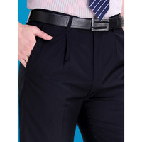 AEMAPE苹果西裤男宽松深档中老年品牌男裤商务正装直筒裤男士品质西装裤 藏青有褶皱 29码/2尺2