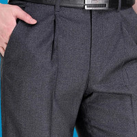 AEMAPE苹果西裤男宽松深档中老年品牌男裤商务正装直筒裤男士品质西装裤 中灰有褶皱 38码/3尺