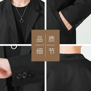啄木鸟（TUCANO）西服男士春季休闲单西港风外套修身小西装韩版潮流正装新郎伴郎礼服宴会 黑色 XL