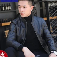 罗蒙(ROMON)2023新款绵羊皮真皮皮衣男春秋款棒球领皮夹克男士薄款外套潮 黑色 170/M建议85118斤