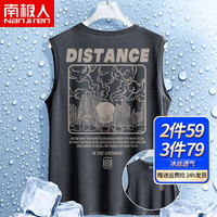 南极人运动背心男冰丝网眼速干无袖圆领打底衫衣服潮流时尚休闲男士薄款透气健身跑步冰感宽松大码宽肩体恤潮 深灰(远方山云胸标_大远方山云背标) M(推荐体重105斤-115斤左右)