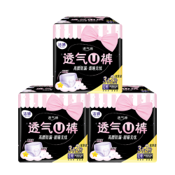 LADYCARE 洁婷 安心裤亲肤透气棉柔加量防漏L码通用安睡裤型卫生巾3包共15条