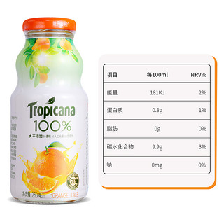 纯果乐Tropicana果汁纯果汁250ml×24瓶橙汁葡萄春季出游好喝饮料