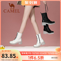 骆驼 CAMEL女鞋秋冬新款复古马丁靴女厚底高帮中筒高跟靴