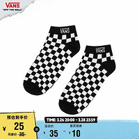 VANS 范斯 官方 男子短袜船袜袜子黑白棋盘格小Logo休闲运动低帮袜 格纹 均码