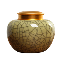 空山新雨 茶叶罐 哥窑做线款 550ml 米黄