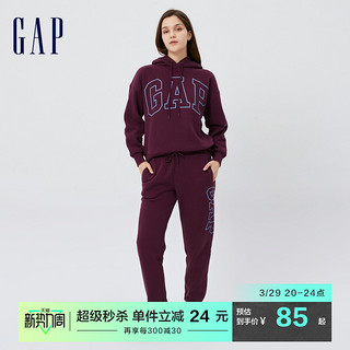 Gap 盖璞 女装春季LOGO碳素软磨抓绒长裤624757 卫裤运动裤