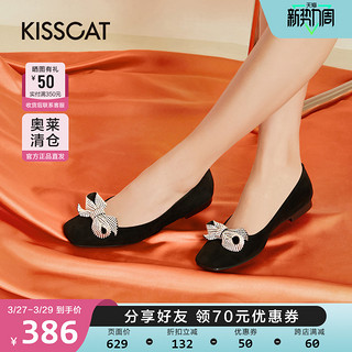 KISSCAT 接吻猫 女士低跟单鞋 KA32121-52 枪色 34