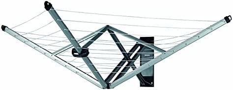 brabantia 柏宾士 墙式晾衣架，可折式晒衣架， 24 厘米长的晒衣绳，附带收纳盒