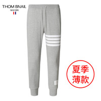 THOM BNAIL TB四道杠卫裤男春秋季束脚直筒宽松休闲男女同款纯棉长裤条纹篮球运动裤子 浅灰色(夏季薄款) 2码/32