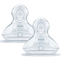 NUK 宽口径自然实感奶嘴婴儿宝宝硅胶奶嘴 6个月以上中圆孔(两枚装)