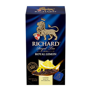 RICHARD TEA瑞查得俄罗斯进口金狮柠檬风味红茶袋泡茶25片x1.8g茶包