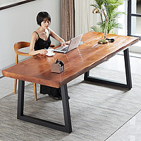 旺家星 实木整版美式原木大板桌桌椅茶桌复古会议办公桌电脑书桌loft餐桌