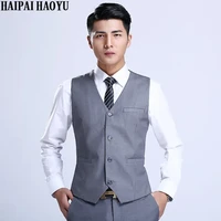 HAIPAIHAOYU 西装马甲男韩版修身商务正装马夹打底背心 灰色马甲 190/108A