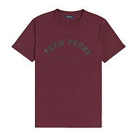 FRED PERRY 男士深红色logo印花棉质半袖T恤