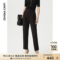 朗姿 法式黑色高腰商务职业西装裤女2022年春季新款正装直筒长裤