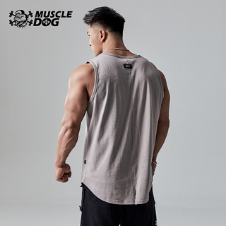 muscledog肌肉狗 运动背心男潮牌夏季纯色百搭无袖工字跑步训练服健身衣服 灰色 S