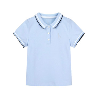 HAZZYS 哈吉斯 女童短袖POLO衫 HZOXGD52CP545 冰晶蓝 110码