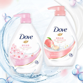 Dove 多芬 清爽滋养沐浴乳套装 樱花1kg+白桃1kg