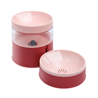 Elite 伊丽 猫碗狗碗自动喂食器防打翻猫咪双碗双色免插电干湿分离宠物用品 红色饮水喂食器