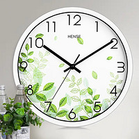 Hense 汉时 客厅创意挂钟现代简约时钟办公室家用挂表时尚个性圆形石英钟表HW40新绿白色
