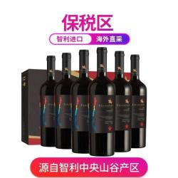 CHILEAUTARO 智利原瓶进口 中央山谷产区 黑智利星 14.3度珍藏干红葡萄酒750ml*6 礼盒装