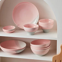 JIWOO 粉色碗碟套装 新款 18件套