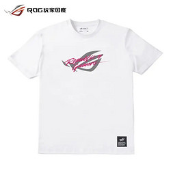 ASUS 华硕 ROG 全系新款rog短袖休闲T恤衫夏季新款体恤半袖跑步T恤 战队信仰电竞短袖衣服 手写体白 S