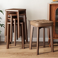 抖音超值购：过早家用方凳可收纳放客厅实木凳子板凳餐厅桌椅子简约软包小矮凳