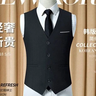 罗蒙（ROMON）高档韩版男马甲西装修身背心春秋休闲免烫商务礼服伴郎职业正装 藏蓝色 高品质款 XL 118-130斤