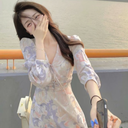 La Chapelle 拉夏贝尔 女式V领碎花连衣裙 699854570134