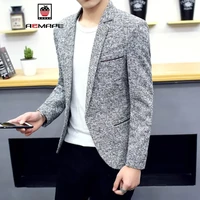 AEMAPE西装男士休闲韩版修身单上衣青年帅气薄款小西装学生西服外套潮流 8606灰白色 165/M