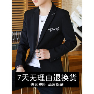 AEMAPE西装男士休闲韩版修身单上衣青年帅气薄款小西装学生西服外套潮流 615纯色酒红色 165/M
